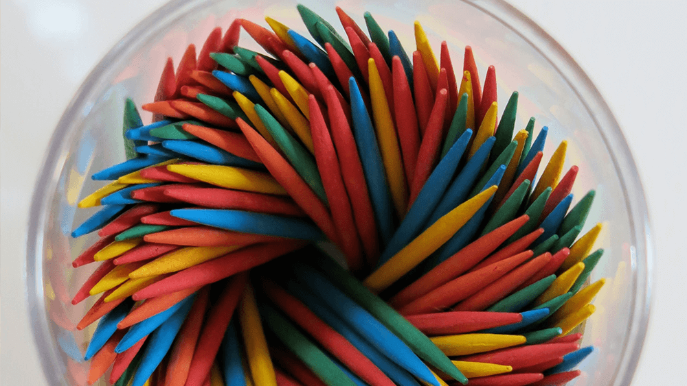 Toothpicks-2 colorful toothpicks in a cup